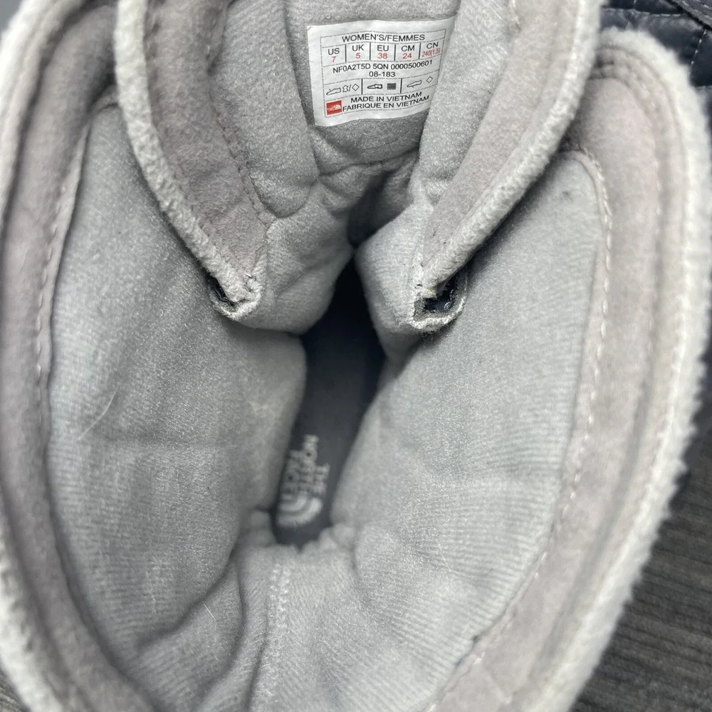 The North Face Thermoball Utility Boots Women 7 Gray Waterproof Snow Winter Shoe